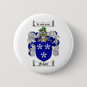 FRASER FAMILY CREST - FRASER COAT OF ARMS PINBACK BUTTON