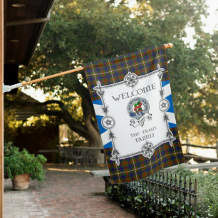 Fraser Hunting Tartan Garden Flag - Clan Badge Tar
