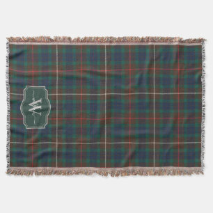 Fraser Hunting Tartan Scottish Clan Plaid Monogram Throw Blanket