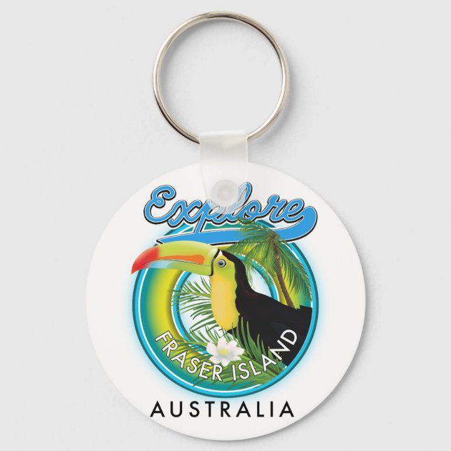 Fraser Island Australia exploration logo Keychain (Front)