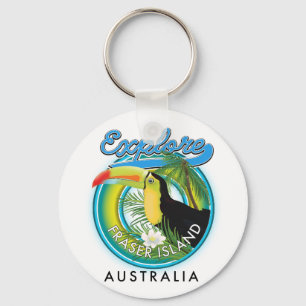 Fraser Island Australia exploration logo Postcard Keychain