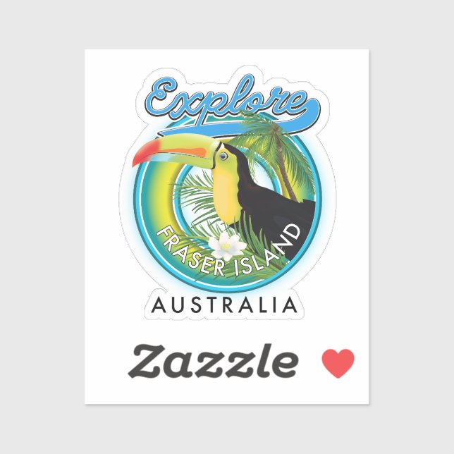 Fraser Island Australia exploration logo Sticker (Sheet)