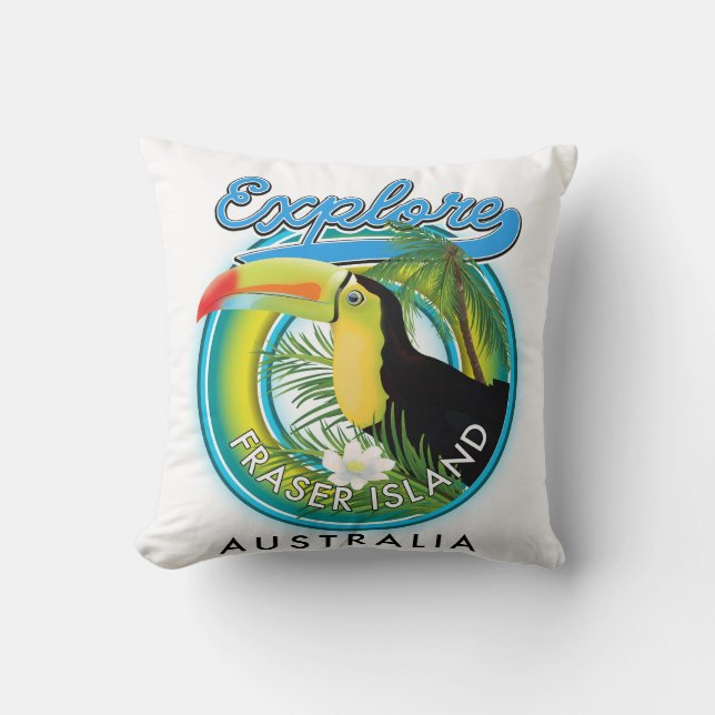 Fraser Island Australia exploration logo Throw Pillow (Front)