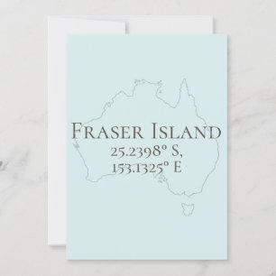 Fraser Island Australia Latitude & Longitude Card