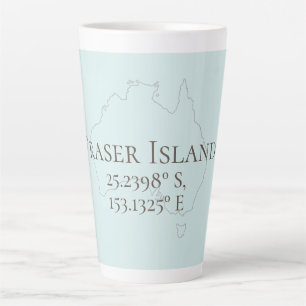 Fraser Island Australia Latitude & Longitude Latte Mug
