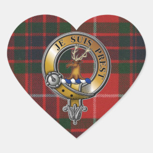 Fraser Lovat Tartan & Badge Heart Sticker