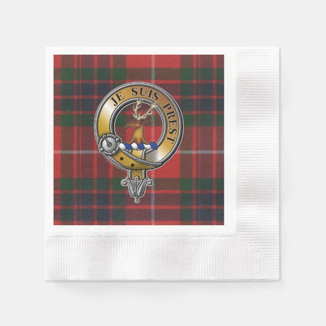 Fraser Lovat Tartan & Badge Napkins (Front)