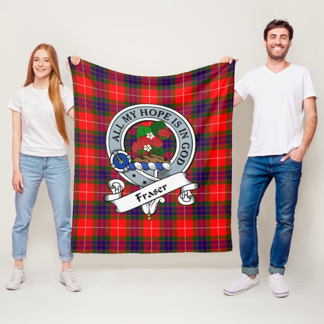 Fraser Modern Clan Badge Tartan Plaid Fleece Blanket (In Situ)