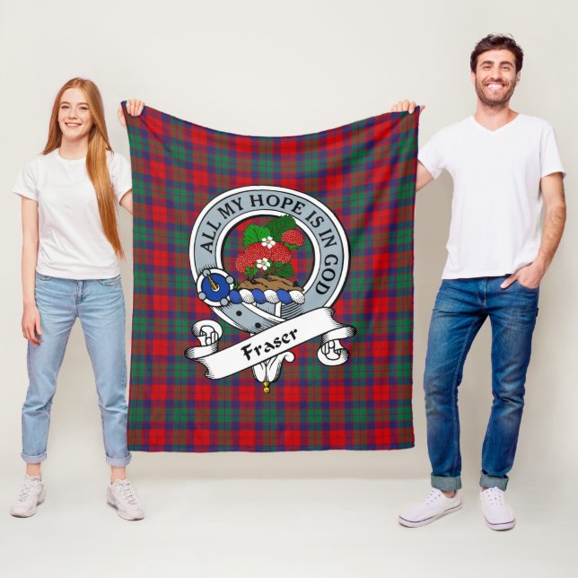 Fraser of Altyre Clan Badge Tartan Plaid Fleece Blanket (In Situ)