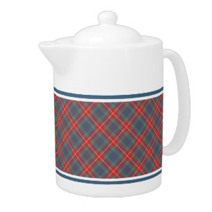 Fraser of Lovat Ancient Tartan Light Blue Plaid Teapot