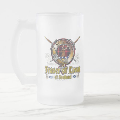 Fraser of Lovat Clan Badge Frosted Glass Beer Mug