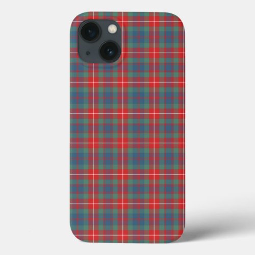 Fraser of Lovat Clan Coral and Blue Ancient Tartan iPhone 13 Case