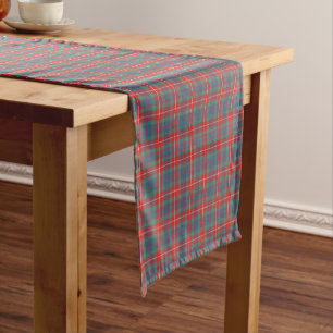 Fraser of Lovat Light Blue Ancient Scottish Tartan Short Table Runner