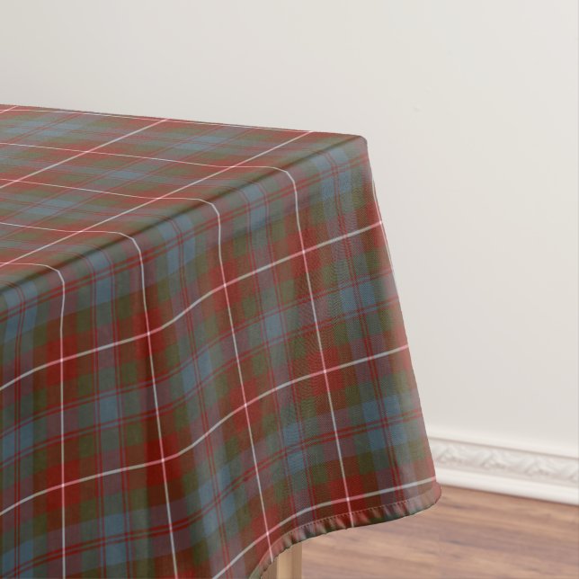 Fraser of Lovat Muted Red and Blue Tartan Tablecloth (In Situ)