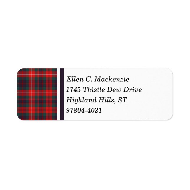 Fraser of Lovat Red and Navy Blue Modern Tartan Label (Front)