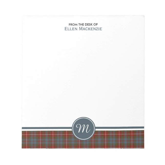 Fraser of Lovat Weathered Tartan Monogram Notepad (Front)
