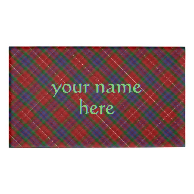 Fraser Official Tartan red and blue Name Tag (Front)