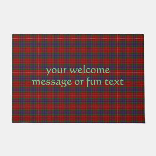 Fraser Official Tartan with message  fun text Doormat