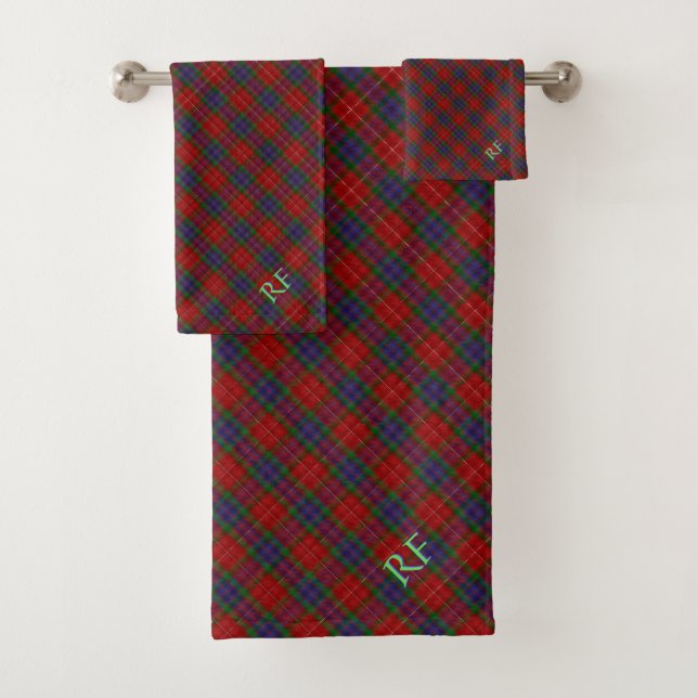 Fraser Official Tartan with monogram / initials Bath Towel Set (Insitu)