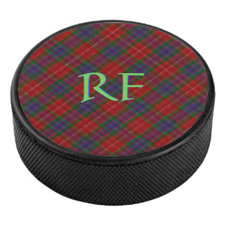 Fraser Official Tartan with monogram / initials Hockey Puck