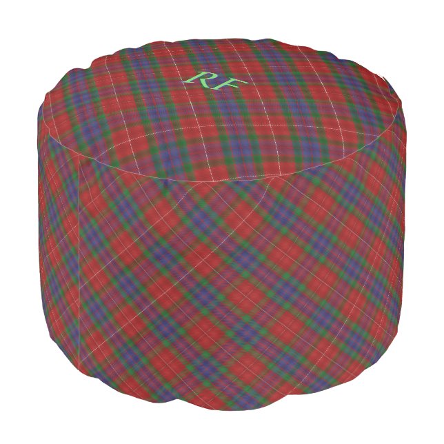Fraser Official Tartan with monogram / initials Pouf (Angled Back)