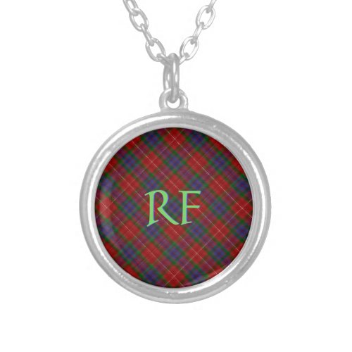 Fraser Official Tartan with monogram  initials Silver Plated Necklace