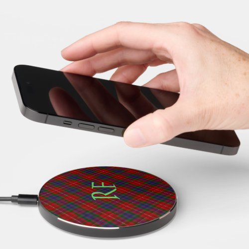 Fraser Official Tartan with monogram  initials Wireless Charger
