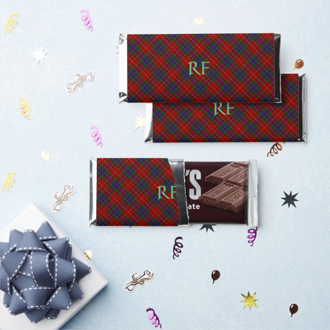 Fraser Official Tartan with monogram / name Hershey Bar Favors (Front)