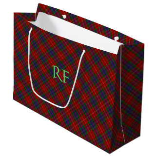 Fraser Official Tartan with monogram / name Large Gift Bag