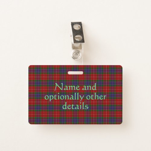 Fraser Official Tartan with your name Badge