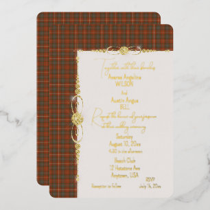 Fraser Red Tartan Plaid Foil Invitation
