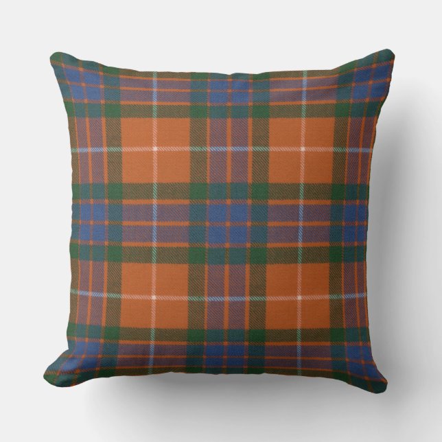 Fraser Red Weathered Original Tartan Square Throw Pillow (Front)