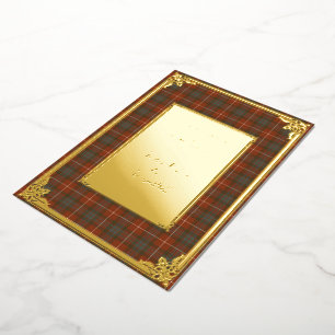 Fraser Red Weathered Tartan Gold Foil Invitation