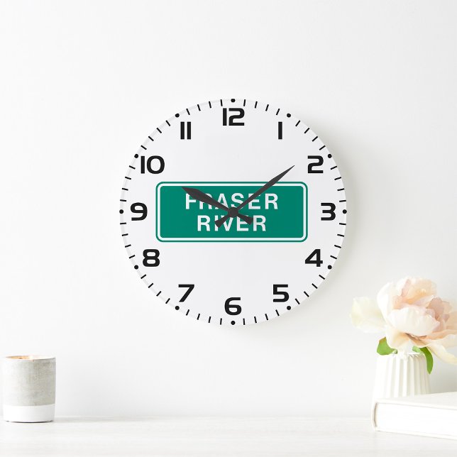 Fraser River Highway Sign British Columbia Canada  Large Clock (Creator Uploaded)