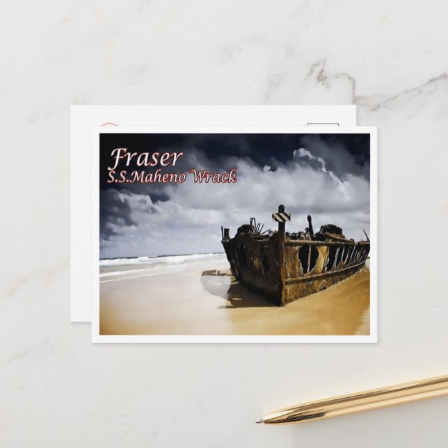 Fraser - S.S.Maheno Wrack - Australia - Postcard (Front/Back In Situ)