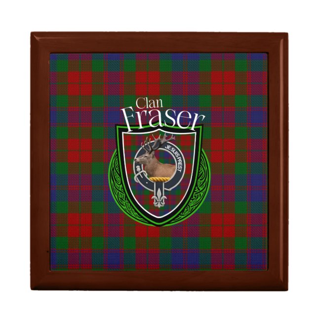 Fraser Scottish Clan Tartan & Crest Gift Box (Front)