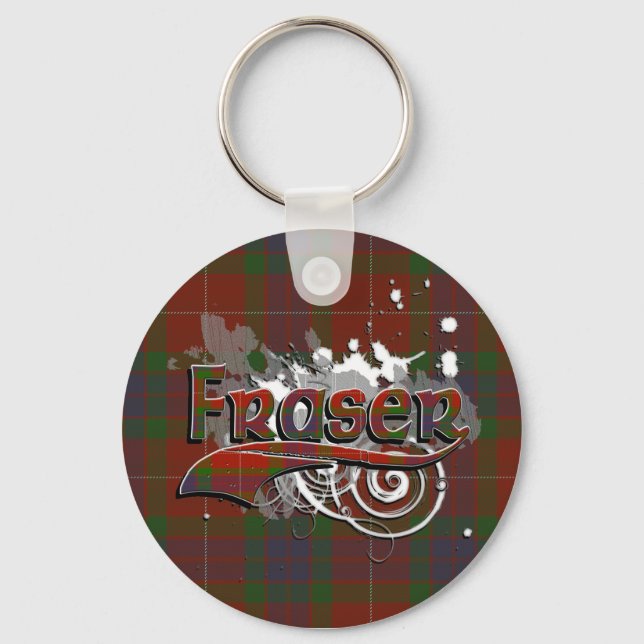 Fraser Tartan Grunge Keychain (Front)
