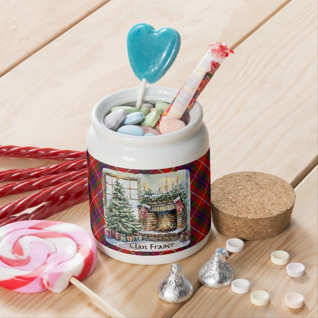 Fraser Tartan Personalized Christmas  Candy Jar (In Situ)