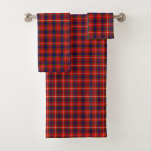 Fraser tartan red green blue purple plaid bath towel set