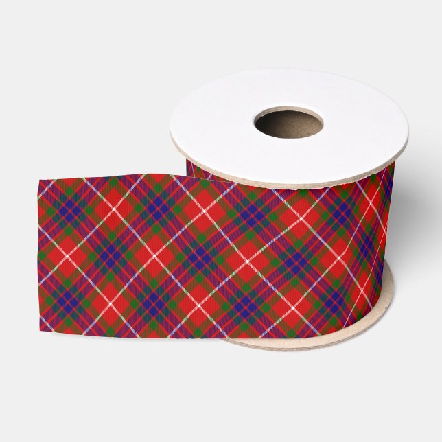 Fraser tartan red green blue purple plaid grosgrain ribbon (Spool)