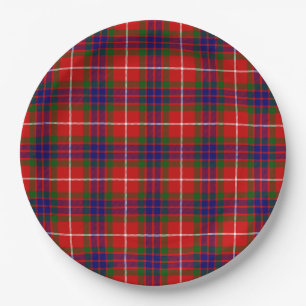 Fraser tartan red green blue purple plaid paper plates