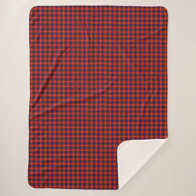 Fraser tartan red green blue purple plaid sherpa blanket (Front)