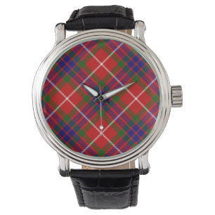 Fraser tartan red green blue purple plaid watch