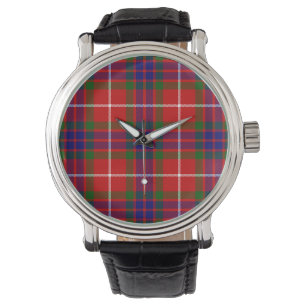 Fraser tartan red green blue purple plaid watch