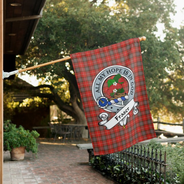 Fraser Weathered Clan Badge Tartan Flag Scottish (In SItu)
