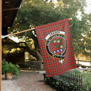 Fraser Weathered Tartan Flag Clan Badge
