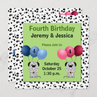 Fratern Twins 4th Birthday Party with Green Invitation