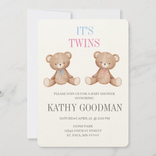 Fraternal Twins Baby Shower Invitation 