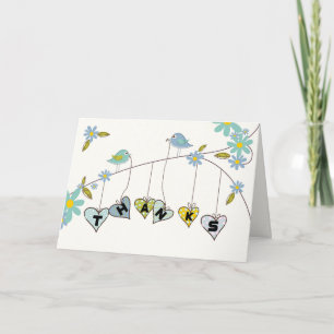 Fraternity House Mom Thanks From Group, Birds Hold Letterpress Thank You Card