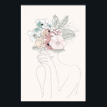 Frau mit Blumen Poster<br><div class="desc">Frau mit Blumen im Line art Stil. Erhellt und bezaubert jeden Raum .</div>